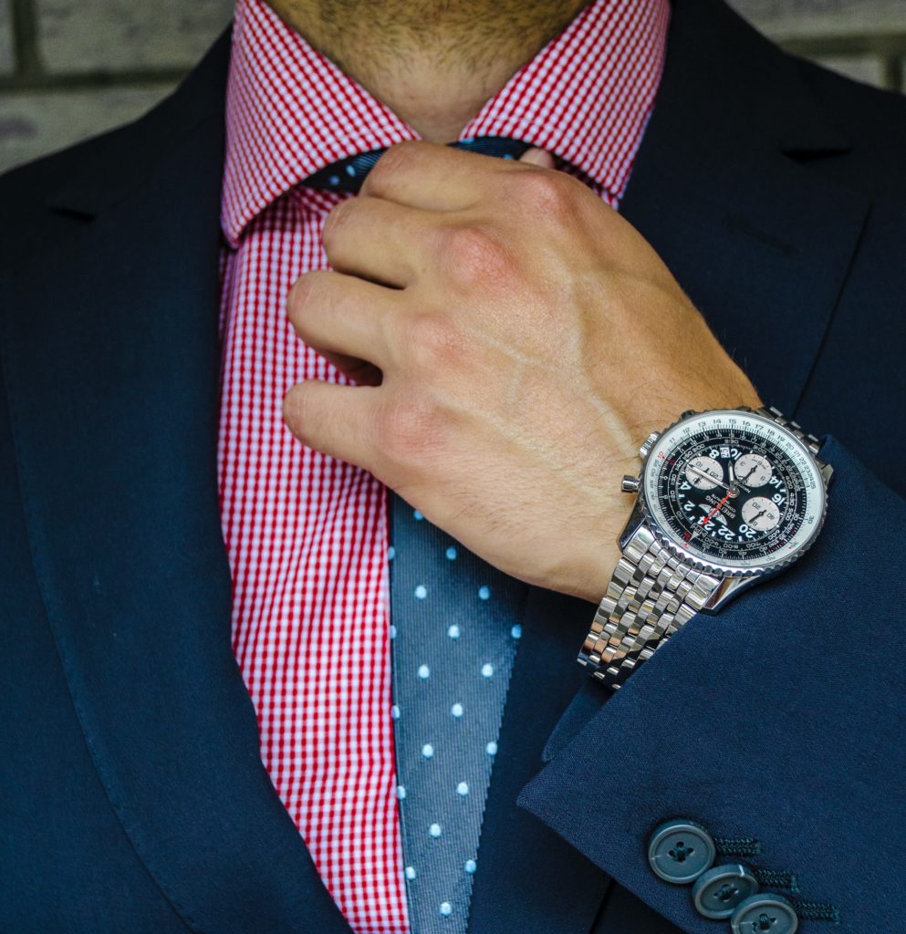 accessories for a suit watch and tie