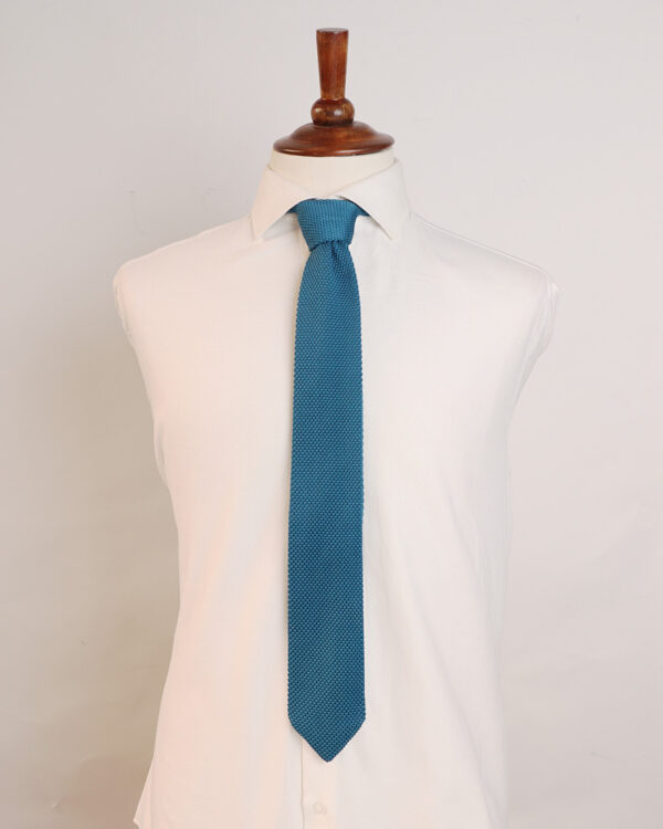 Teal Knitted Tie - Image 2