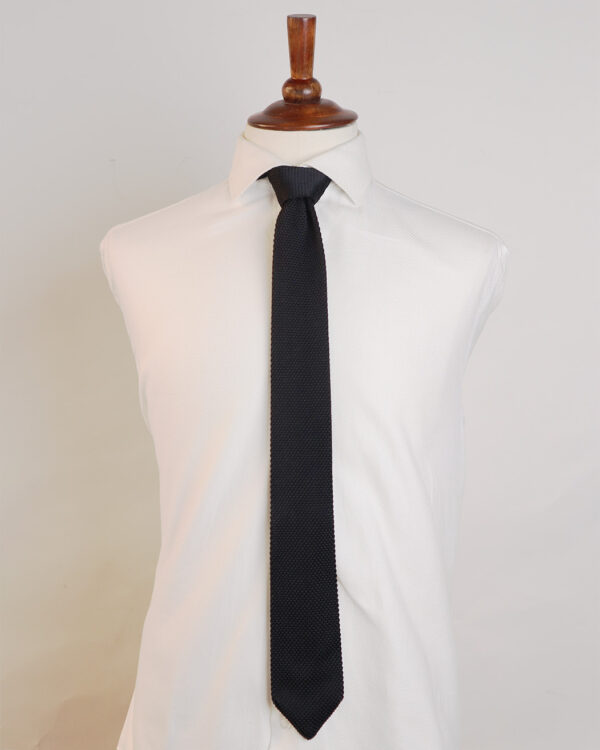 Onyx Black Knitted Tie - Image 2
