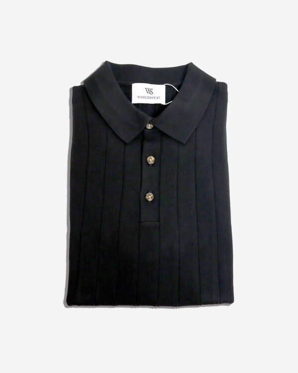 Onyx Black Ribbed Polo Shirt