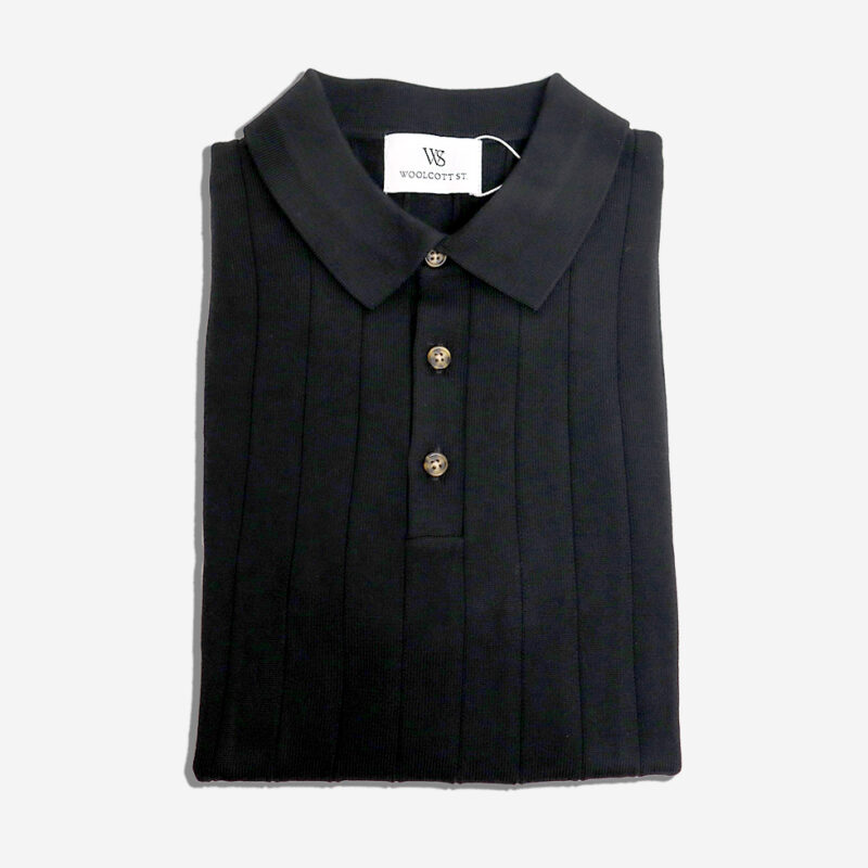 Onyx Black Ribbed Polo Shirt