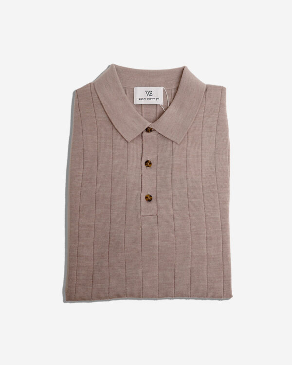 Beige Ribbed Polo Shirt