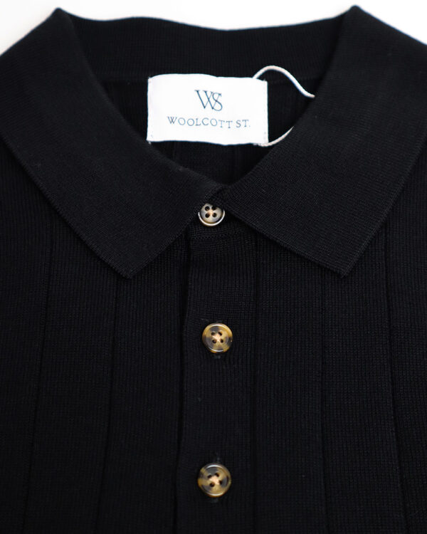 Onyx Black Ribbed Polo Shirt - Image 2