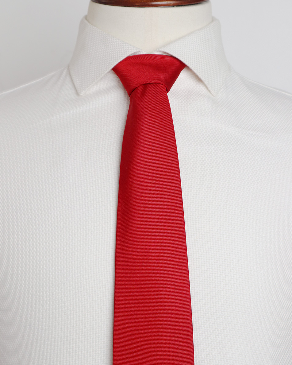 Red Solid Satin Tie - Woolcott St