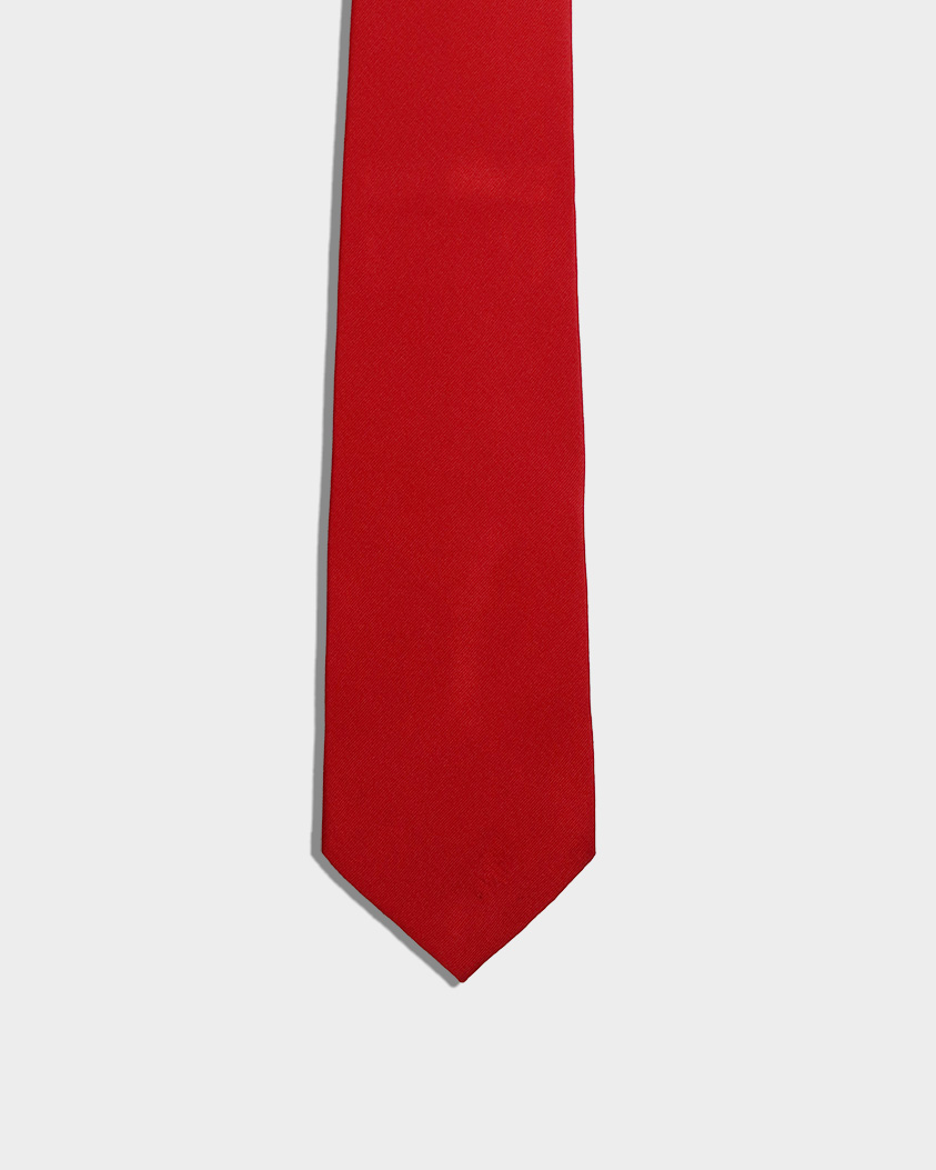 Red Solid Satin Tie - Woolcott St