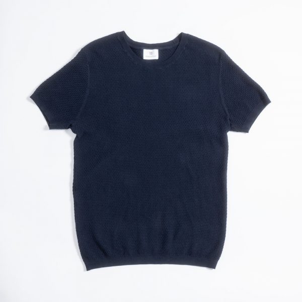 Cotton Cashmere-Blend Waffle Tee French Navy - Image 2