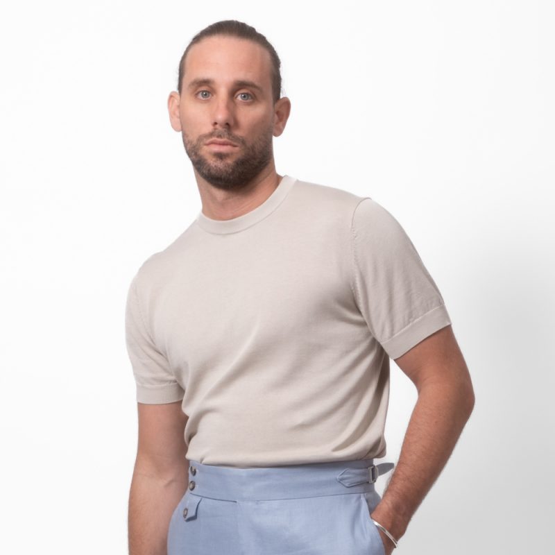 Cotton Silk-Blend Crew Tee Sand