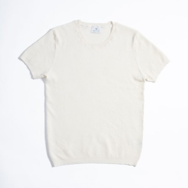 Cotton Cashmere-Blend Waffle Tee Ivory - Image 2