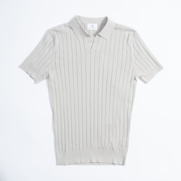 Cotton Silk-Blend Ribbed Polo Sand - Image 2
