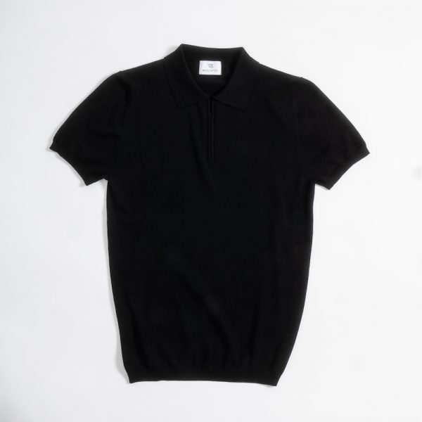 Merino Wool Quarter Zip Polo Onyx - Image 2