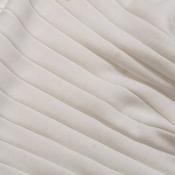 Cotton Silk-Blend Ribbed Polo Pearl White - Image 5
