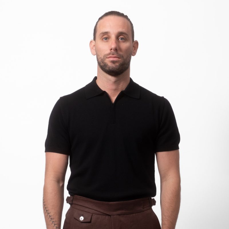 Merino Wool Quarter Zip Polo Onyx