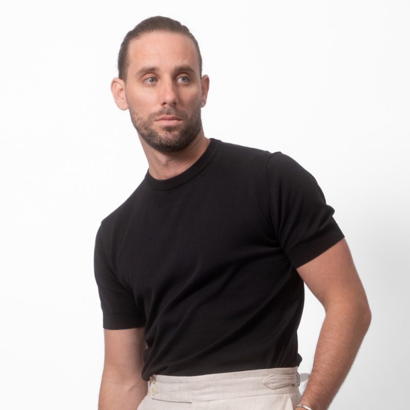 Cotton Silk-Blend Crew Tee Onyx