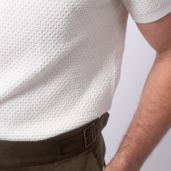 Cotton Cashmere-Blend Waffle Tee Ivory - Image 3