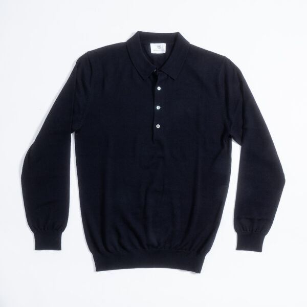Merino Wool Button Up Long Sleeve Navy - Image 2