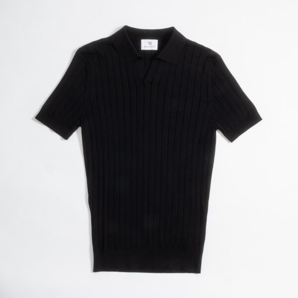 Cotton Silk-Blend Ribbed Polo Onyx - Image 2