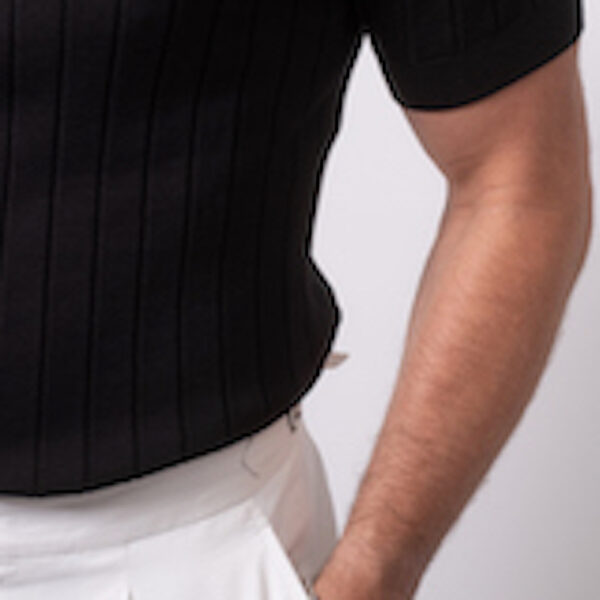 Cotton Silk-Blend Ribbed Polo Onyx - Image 4